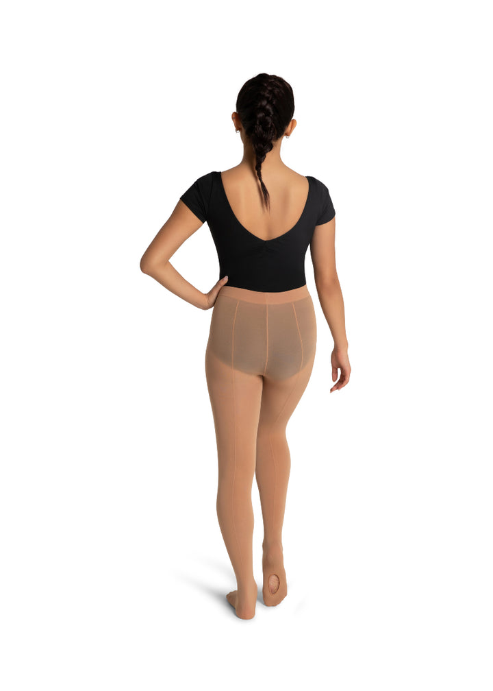 Capezio convertible tights in tan with back-seam.