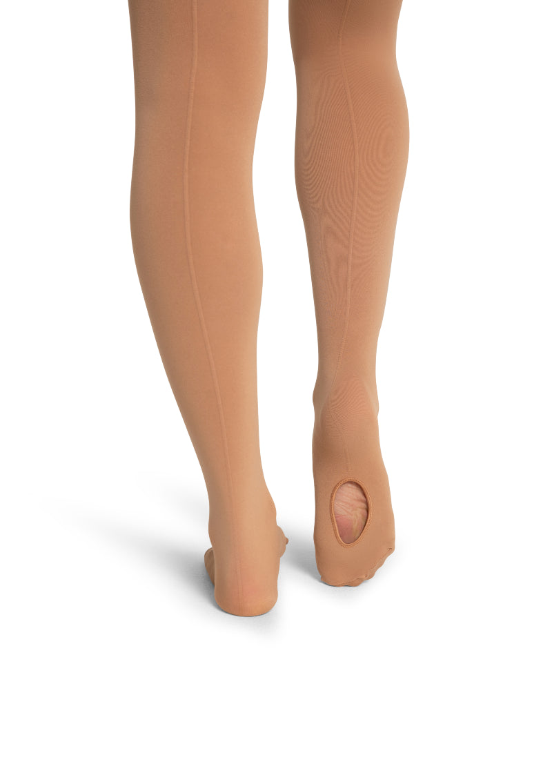 Capezio convertible tights in tan with back-seam.