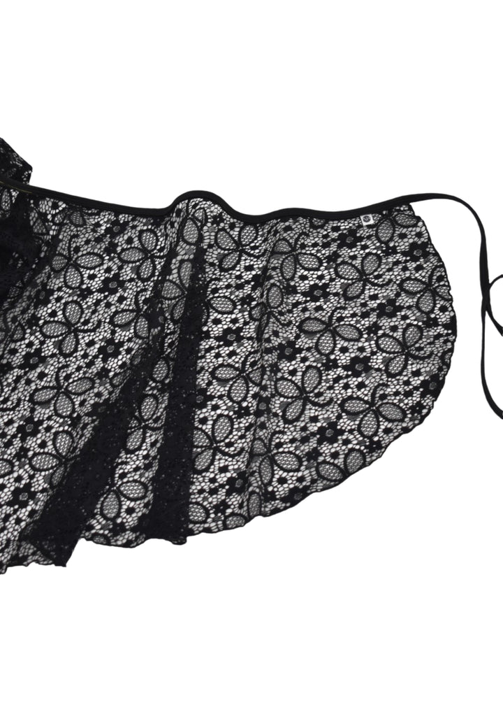 Floral Hana lace skirt detail on AK Dancewear wrap skirt.