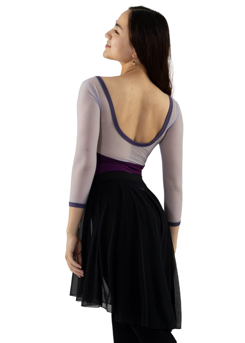 AK Dancewear Casie high-low mesh skirt in black.