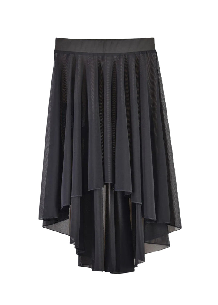 AK Dancewear Casie high-low mesh skirt in black.