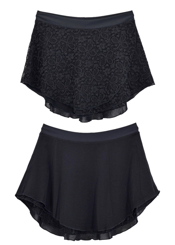 Hana Lace 2-in-1 Pull-On Skirt (Black)