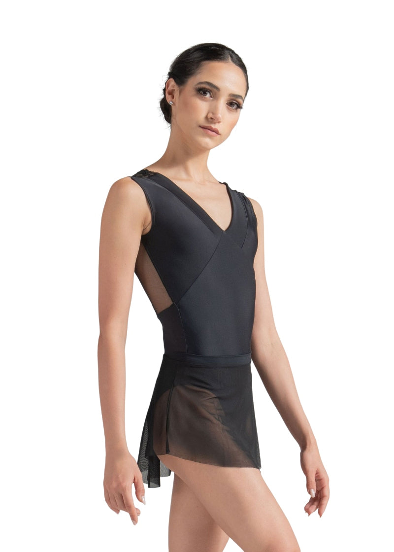 Ballet Rosa Bertille tank leotard in Noir black with V neckline and angled front seams