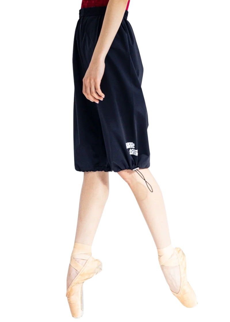 Barre Trash Sauna Shorts in black with elastic waistband and drawstring leg opening