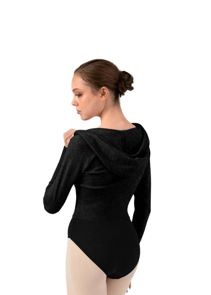 Bloch women's Orion cropped knit zip-up hoodie in black