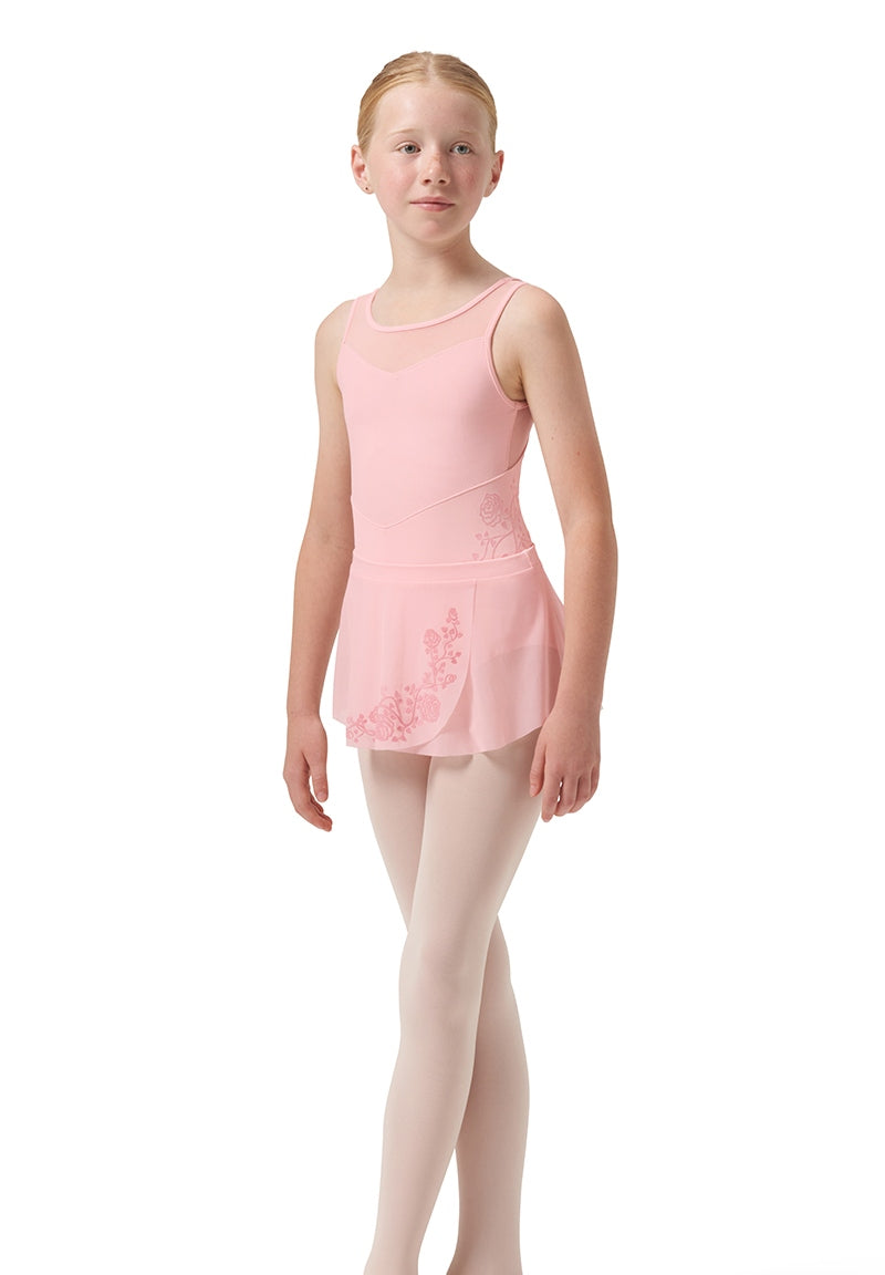 Rose Vine Sage Youth Pull-On Skirt (Candy Pink)