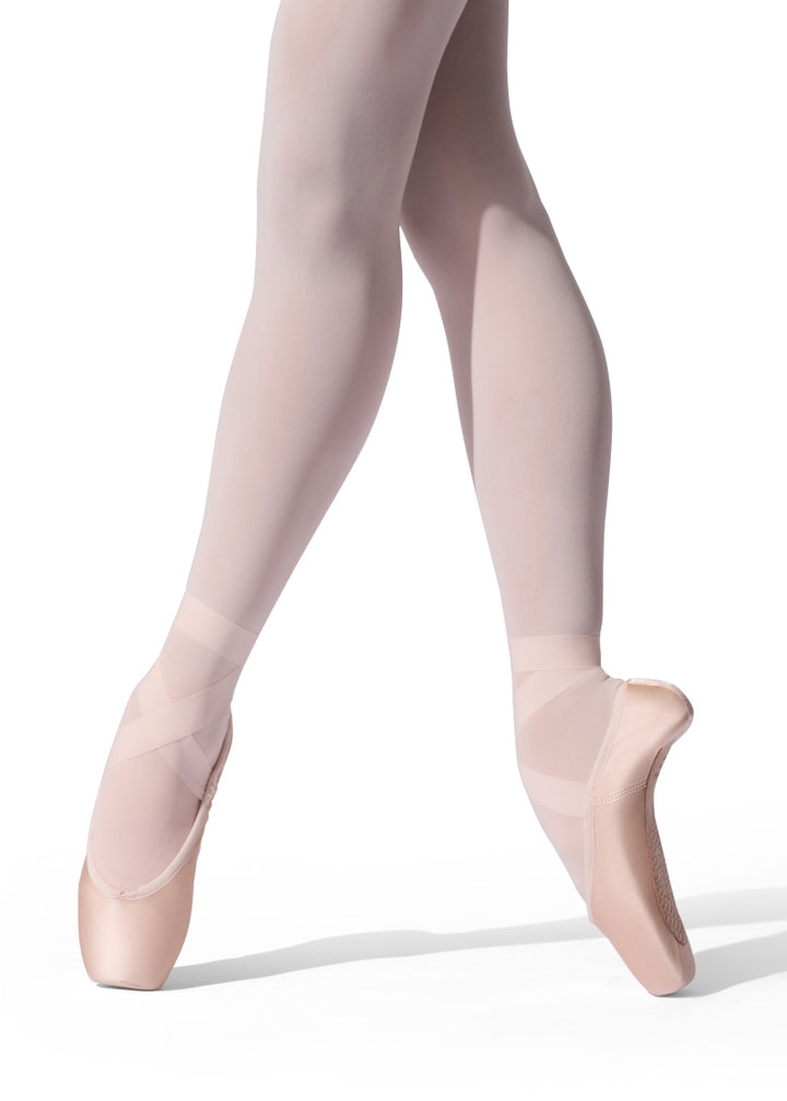 Capezio 1165W Anna pointe shoe in Petal Pink satin with elastic drawstring