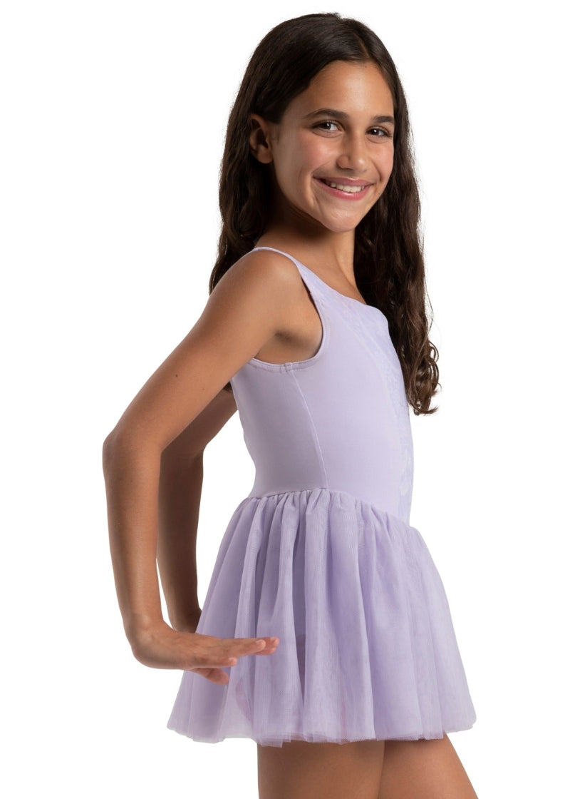 Capezio purple tank dance dress with floral front panel