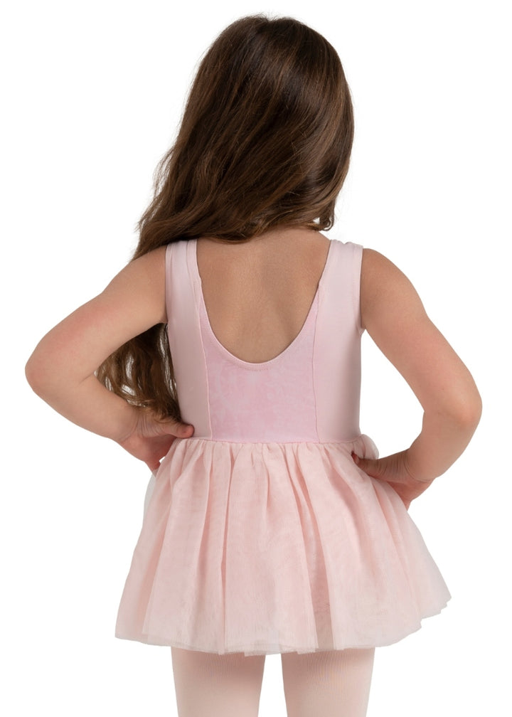 Capezio pink tank dance dress with floral back panel