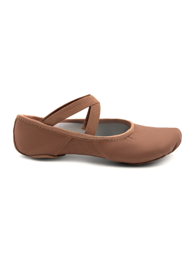 Capezio 2037W Women's Hanami Stretch Canvas Split-Sole Ballet Shoe in S60 Maple Medium Brown Skin Tone with warm undertones