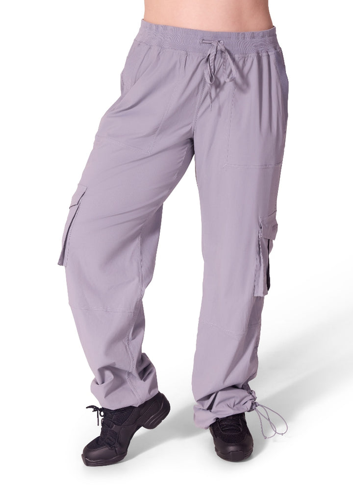 Capezio Jet Setter Dance Dynamics Studio Joggers F12555W in gray with cargo pockets and drawstring ankle openings