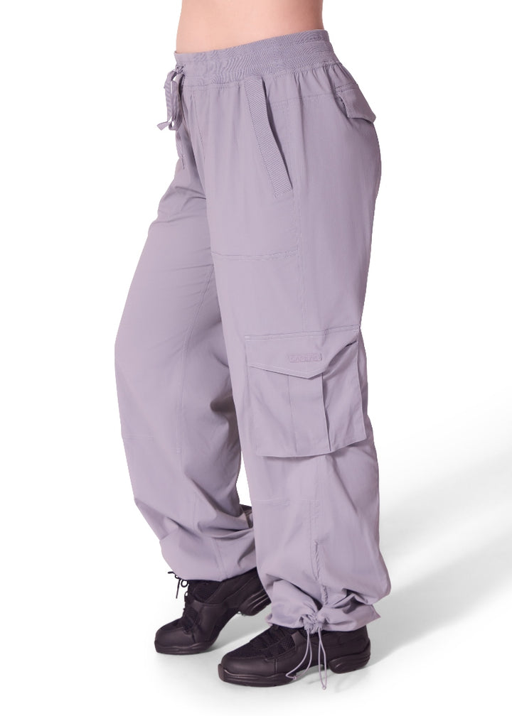 Capezio Jet Setter Dance Dynamics Studio Joggers F12555W in gray with cargo pockets and drawstring ankle openings