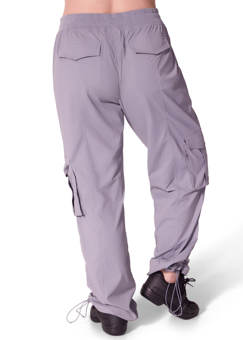 Capezio Jet Setter Dance Dynamics Studio Joggers F12555W in gray with cargo pockets and drawstring ankle openings