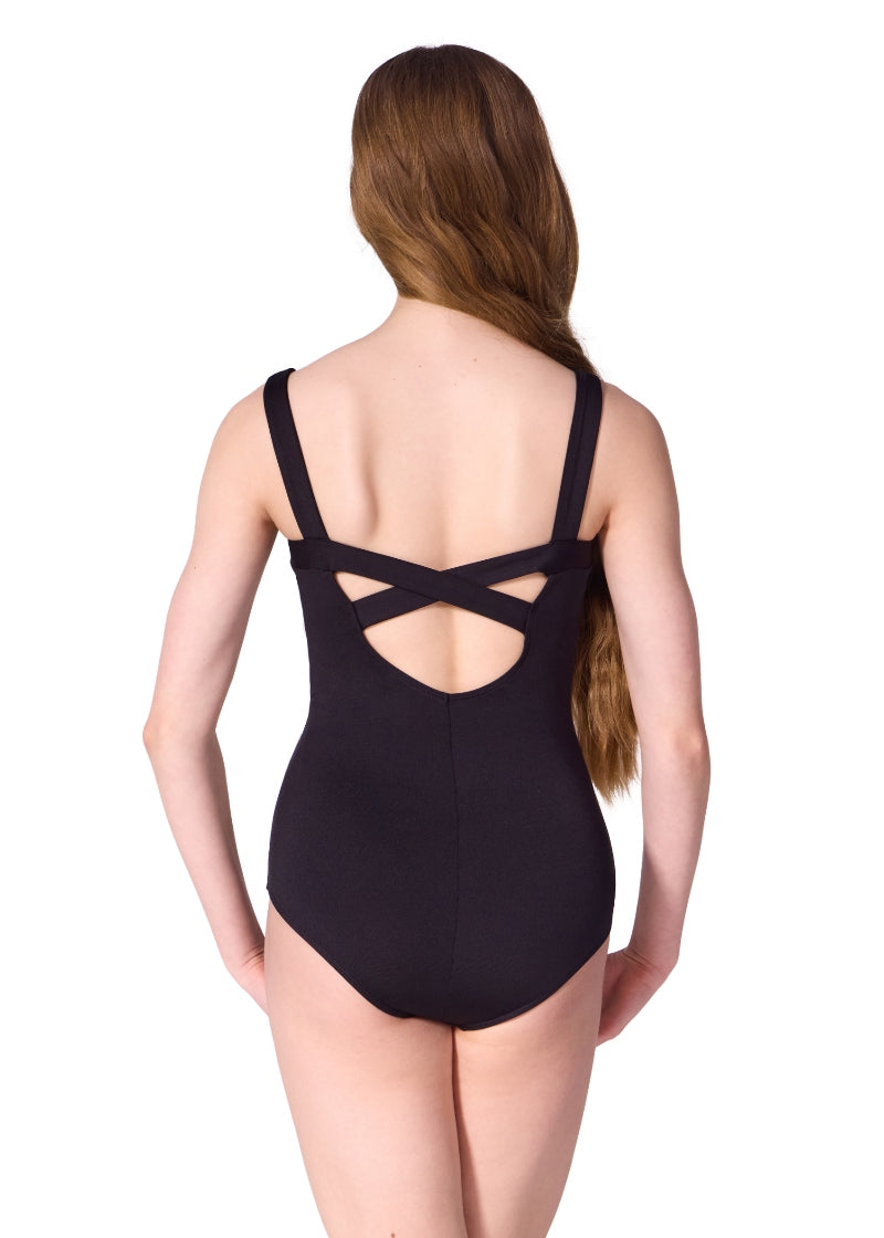 Capezio F12602W Dreamy tank leotard in black with cross back straps