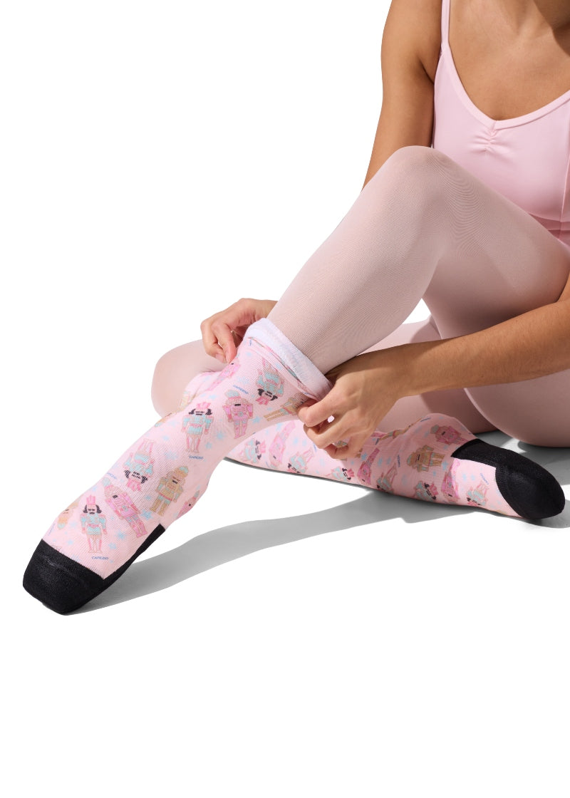 Capezio PC005 knee high ballet socks in Nutcracker print