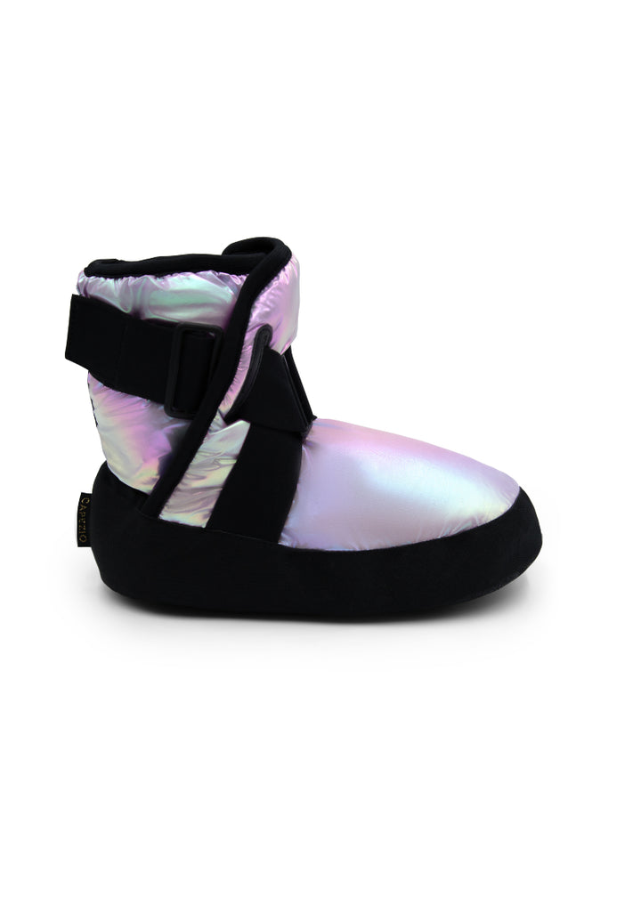Capezio insulated booties in metallic pale purple.