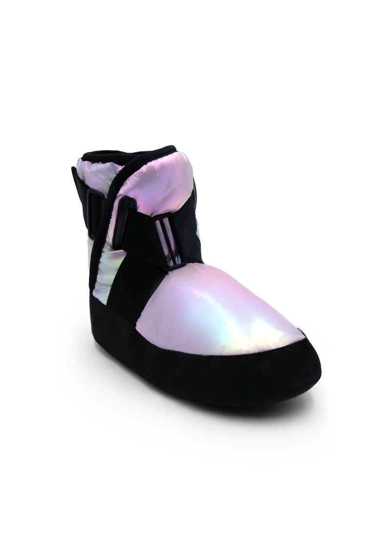 Capezio insulated booties in metallic pale purple.