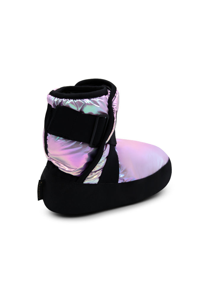 Capezio insulated booties in metallic pale purple.