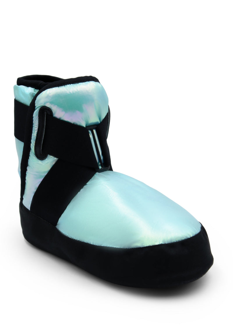 Capezio insulated booties in metallic light blue.