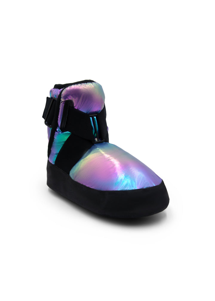 Capezio insulated booties in metallic rainbow color.