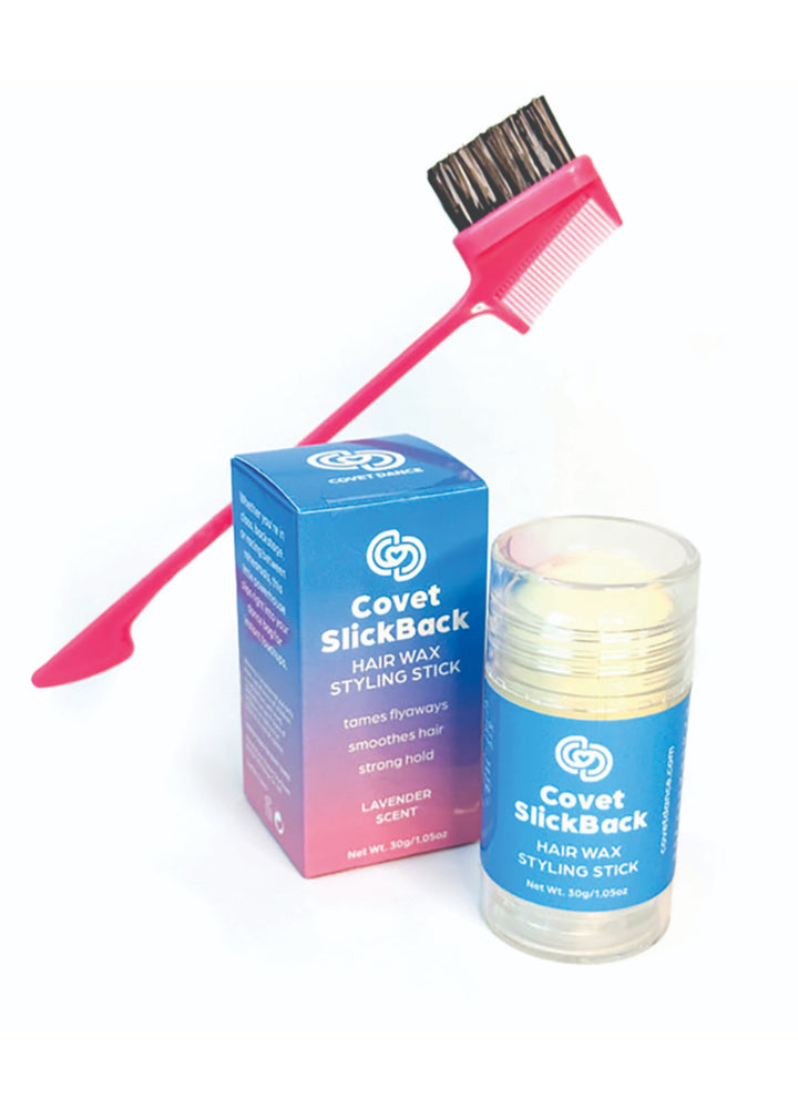 Covet Dance SBS Slickback Hair Wax Styling Stick with Dual-Edge Hair Comb and Brush