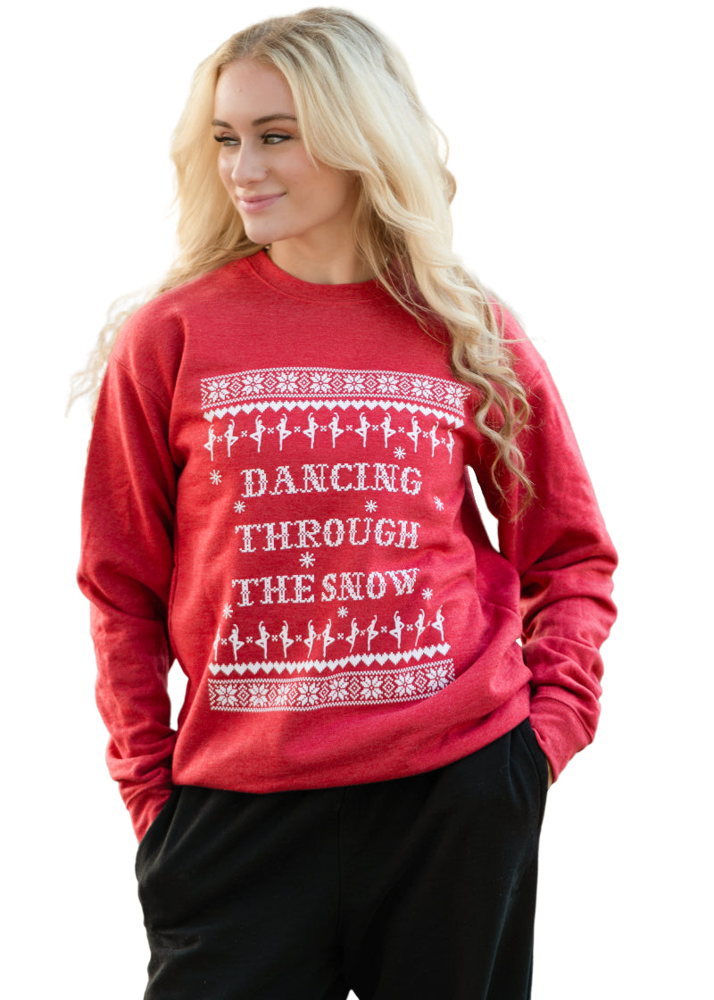 Covet Dance DTS-SS Dancing Through the Snow Women's Crewneck Sweatshirt in Heather Red