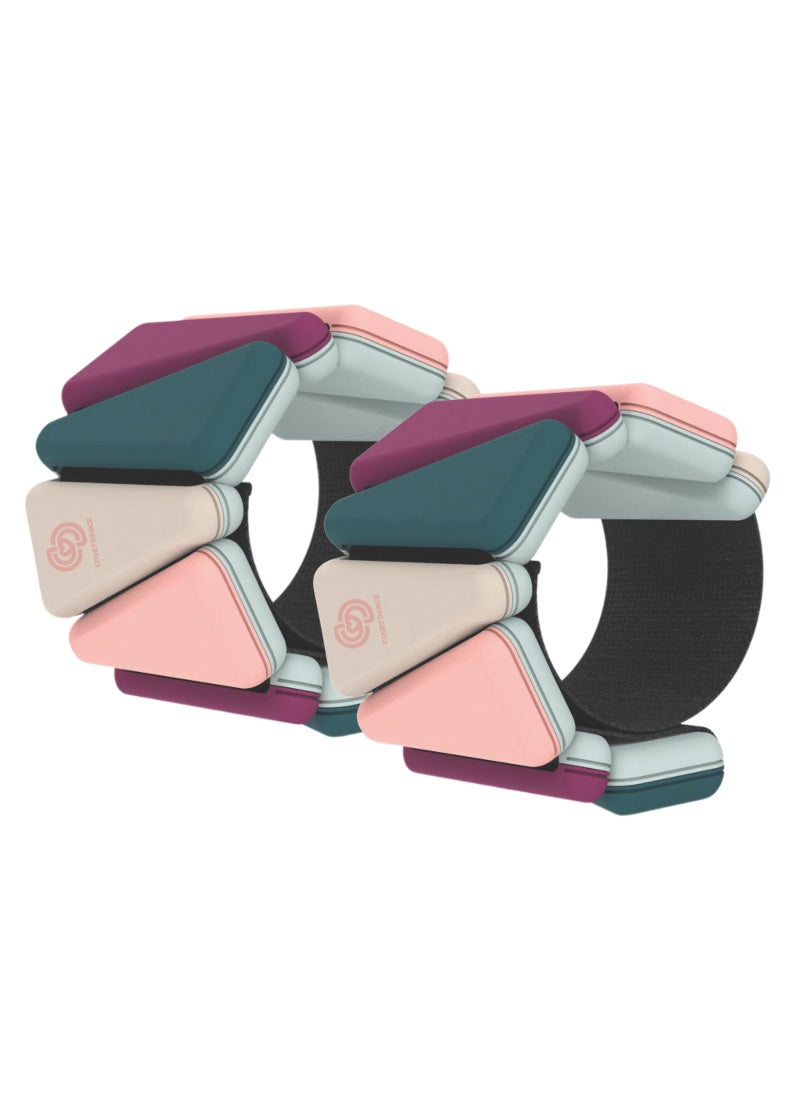 Covet Dance Flex Force Weights with multicolor silicone wrapped weights on velcro straps.