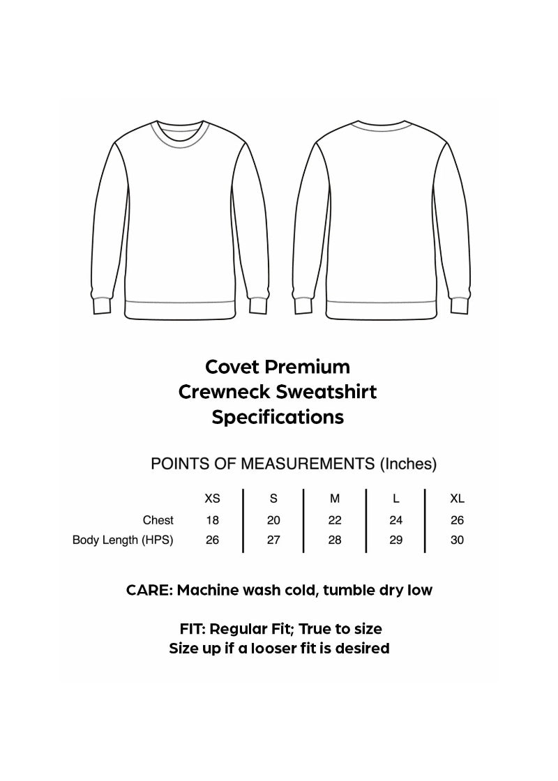 crew neck sweatshirt sizing measurements