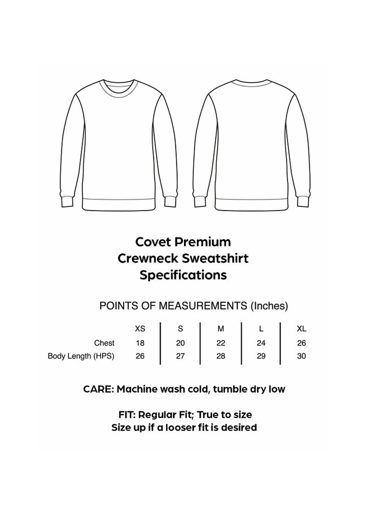 crew neck sweatshirt sizing measurements