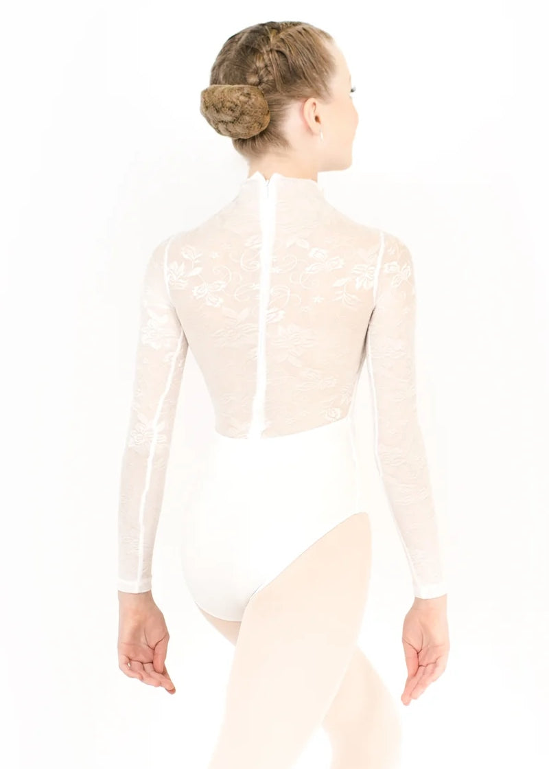 White Lace Bodysuit Long Sleeve