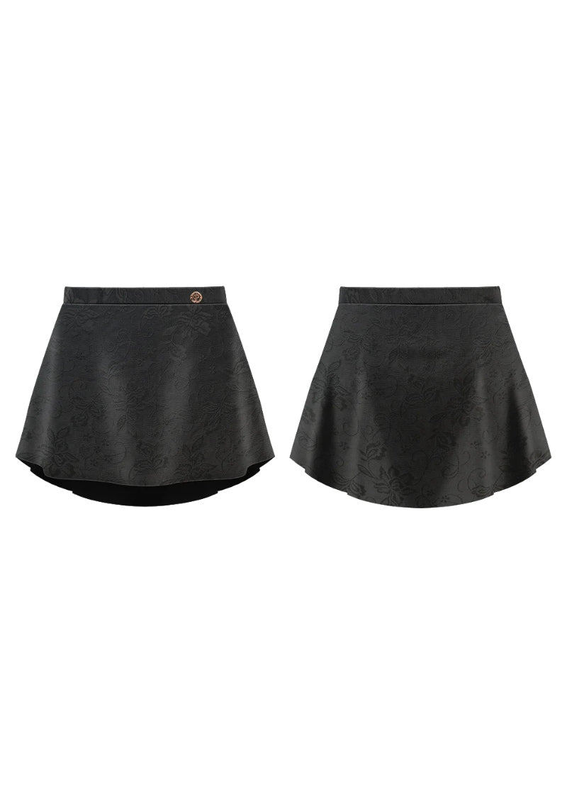 Mirabelle Pull-On Skirt (Ebony Lace)