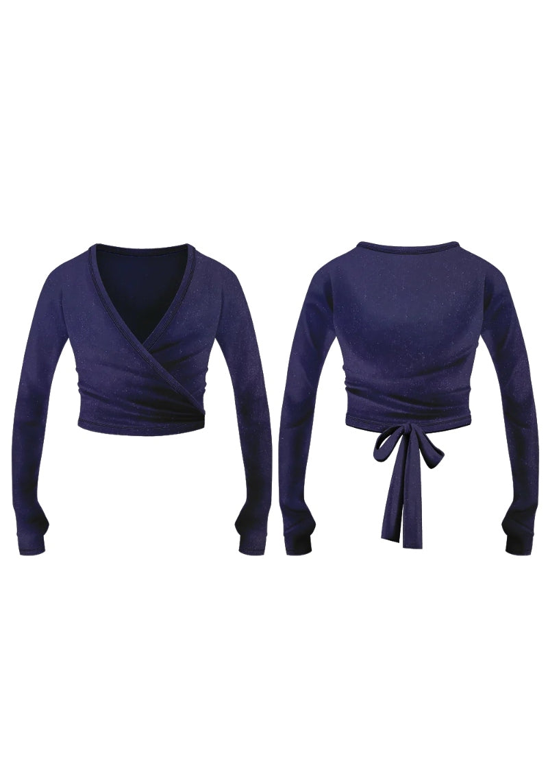 blue velvet wrap sweater with thumb holes