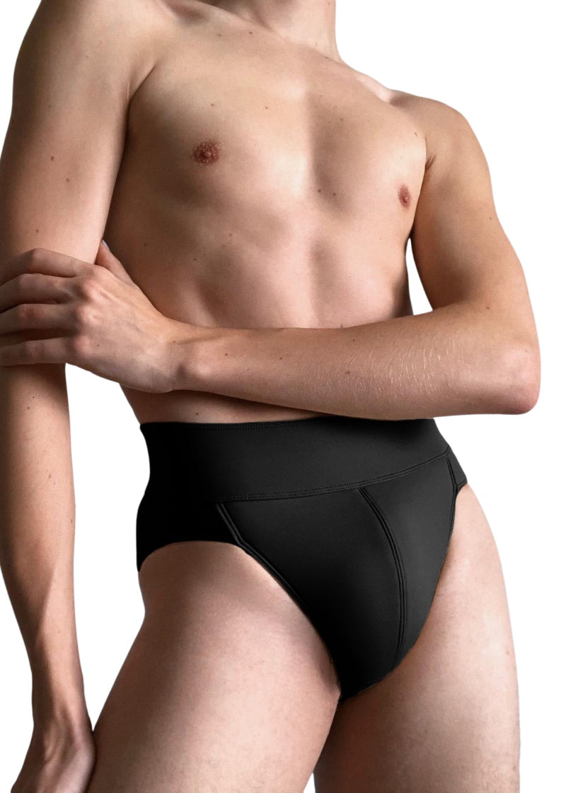 Black full seat dance belt.