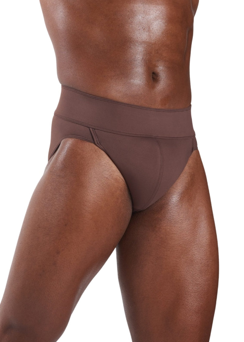 Brown full seat dance belt.