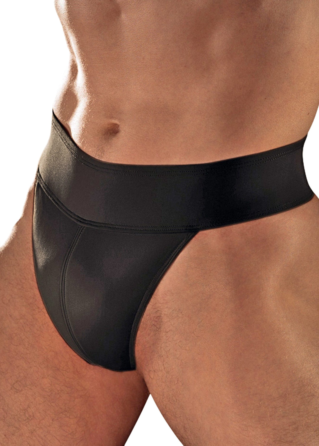 Black thong dance belt.