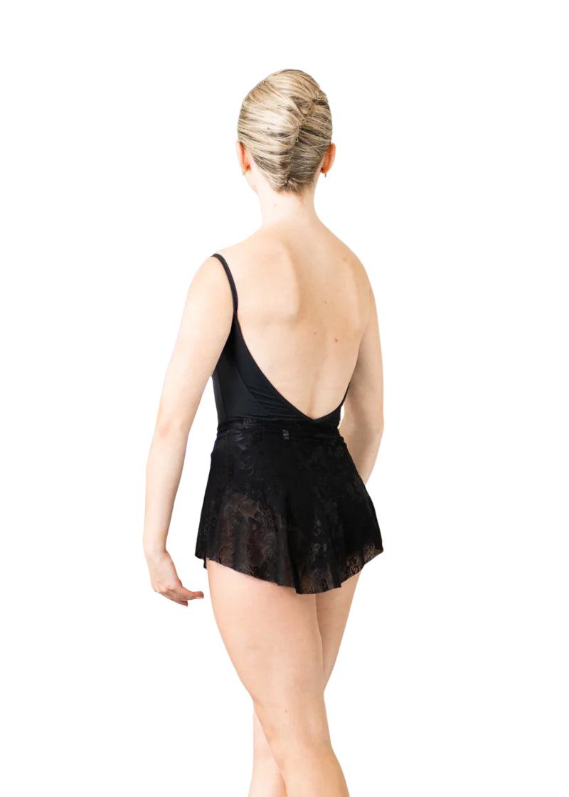 Danse de Paris L0015L women's Antoinette camisole leotard in black with mid-cut V-back