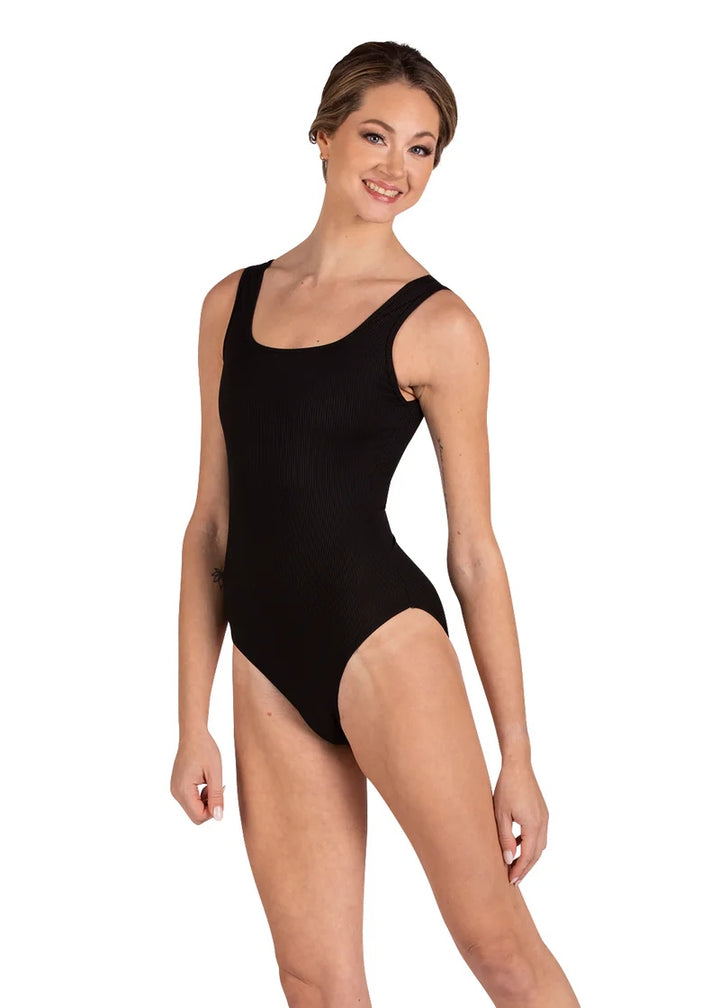 Danznmotion black ribbed tank leotard