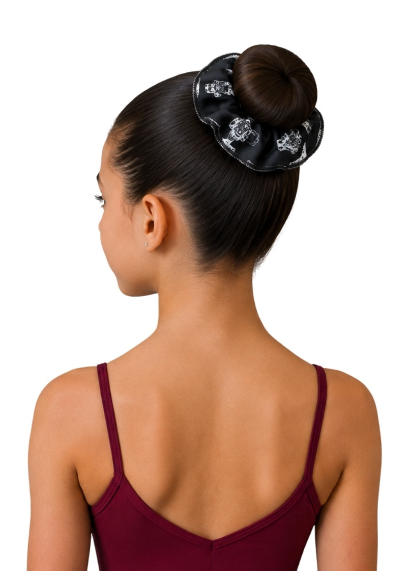 Danznmotion 26700 Nutcracker print scrunchie in Black