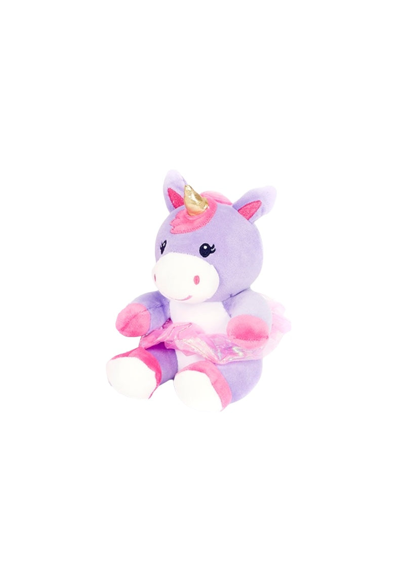 Dasha Designs light purple plush unicorn with pink and white accents, gold horn, and pink tutu.