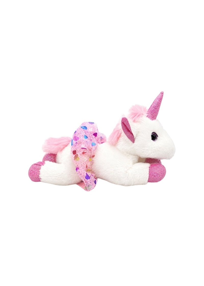 Dasha Designs plush stuffed white unicorn with glittery pink accents and sparkly pink tutu.