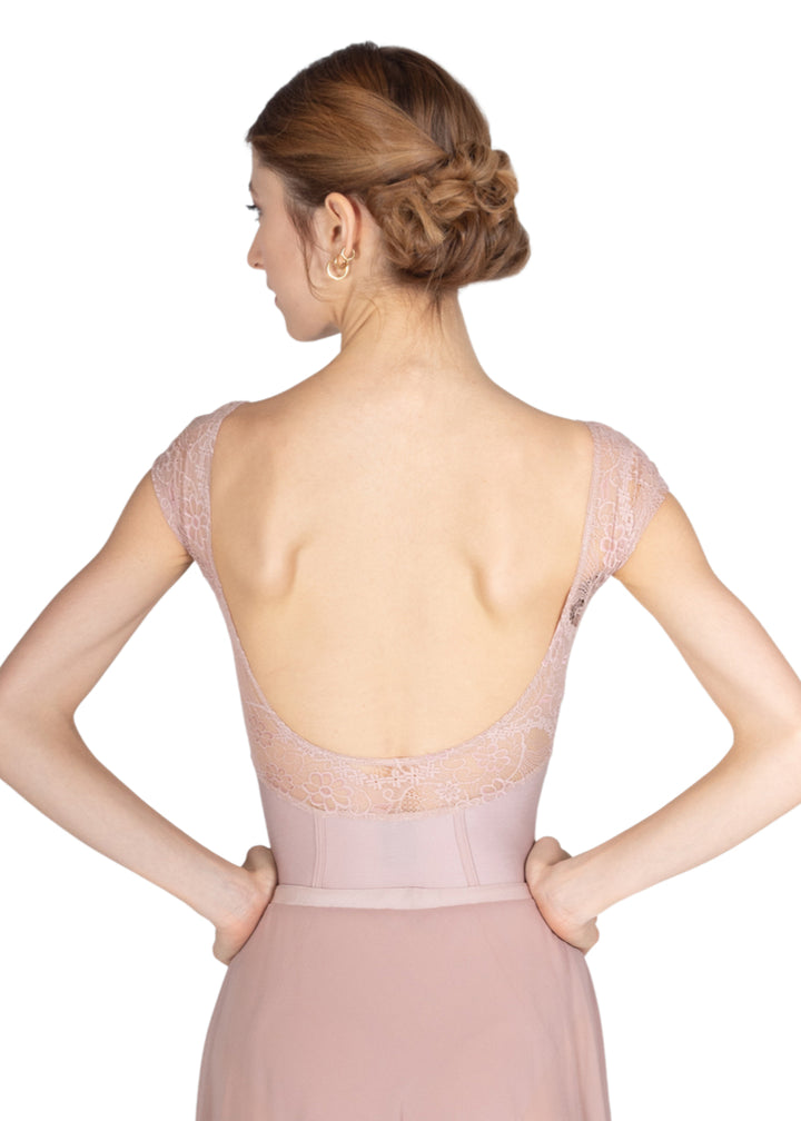 Venere Lace Cap Sleeve Leotard (Rosé)