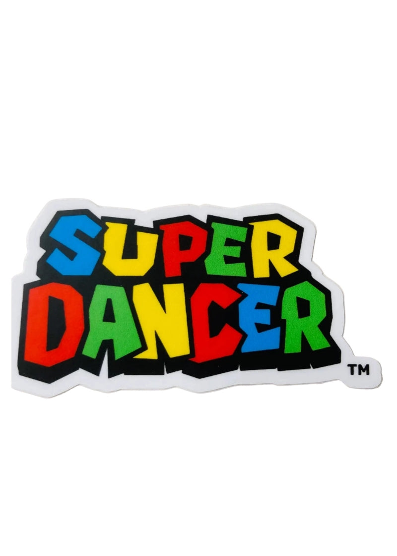 SUPER DANCER Vinyl Sticker dance parody of the Super Mario logo