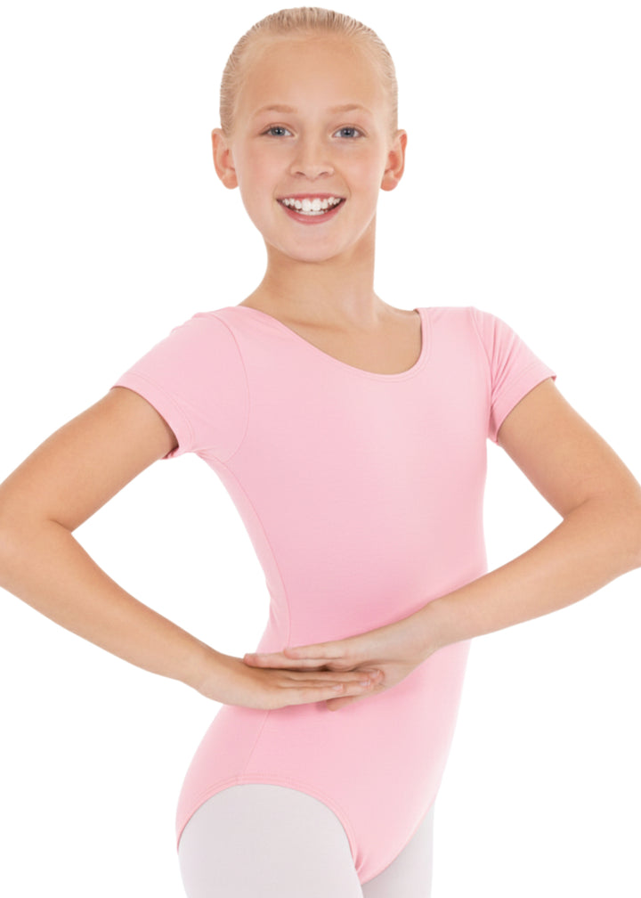 Eurotard Cotton Youth Short Sleeve Leotard (Pink)