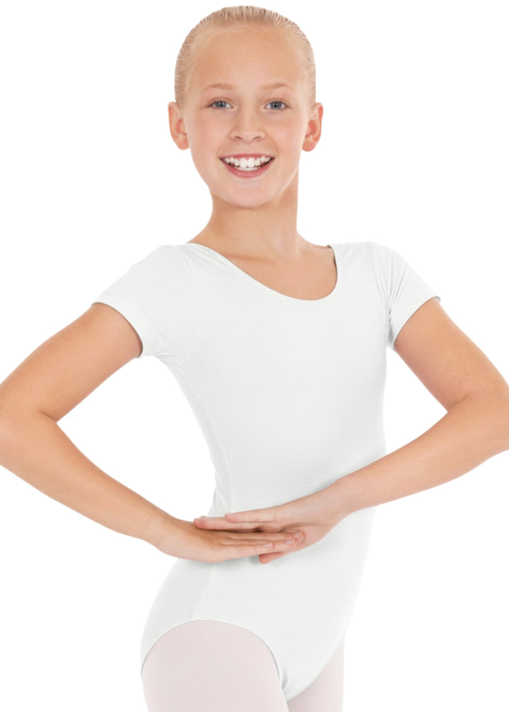 Eurotard Cotton Youth Short Sleeve Leotard (White)