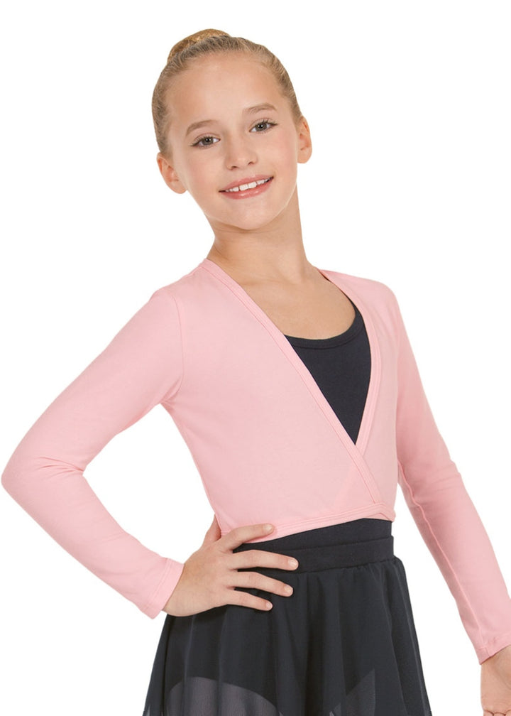 Eurotard 10523C youth ballet cotton wrap sweater in light pink
