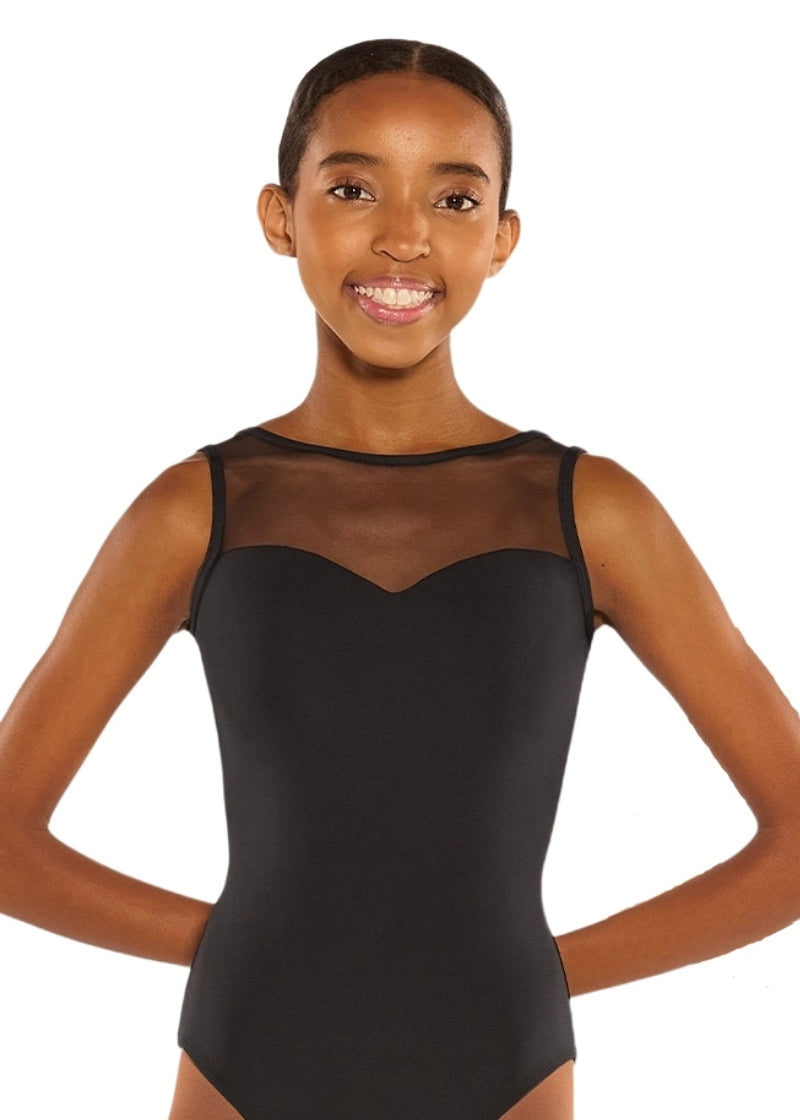 Eurotard 41229 tank leotard with mesh sweetheart illusion neckline in black