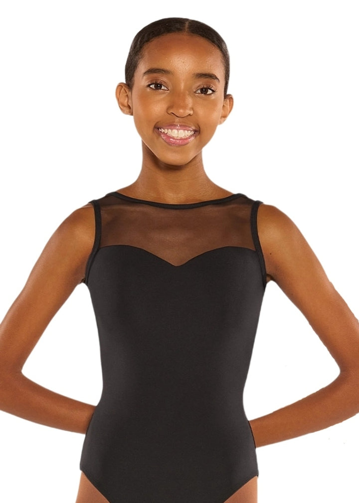 Eurotard 41229 tank leotard with mesh sweetheart illusion neckline in black