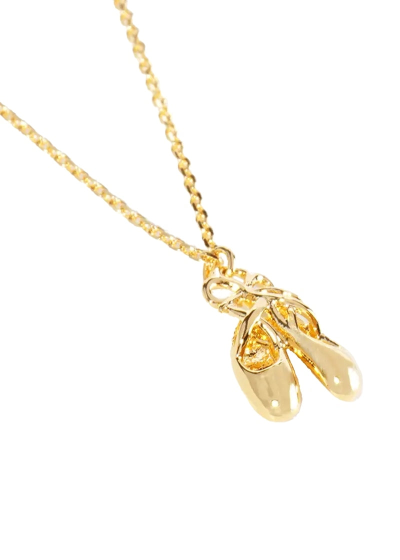 18k gold dipped ballet shoe pendant necklace
