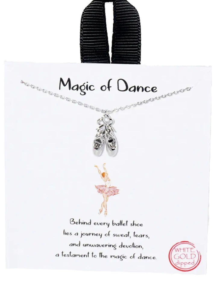 white gold dipped ballet shoe pendant necklace
