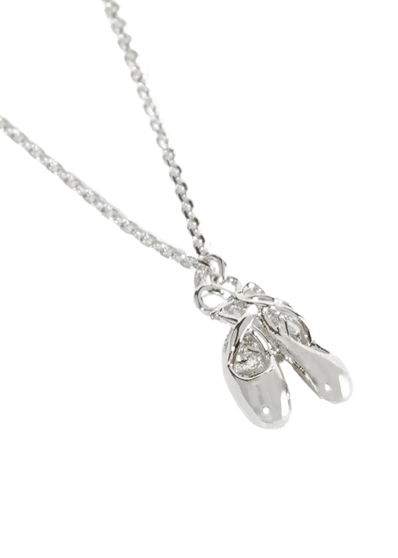 white gold dipped ballet shoe pendant necklace